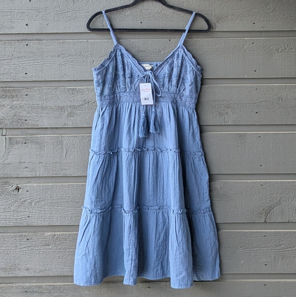 Lucky Brand Dresses & Skirts - NWT Lucky Brand Embroidered Tiered Cotton Sundress Vintage Indigo Blue Medium